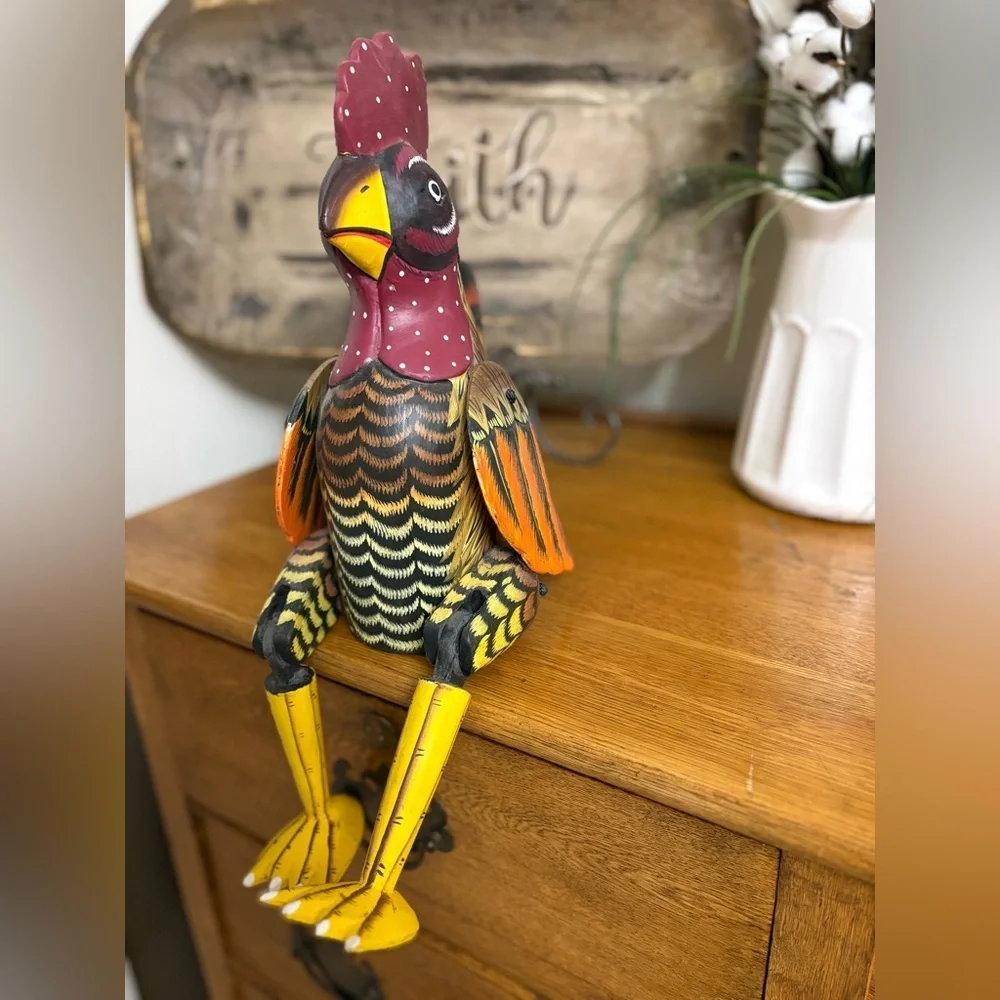 Hand Painted Wooden Rooster